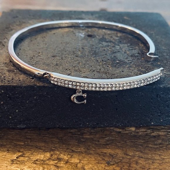 COACH Signature Pave Bar Hinged Bangle in … - Picture 3 of 7